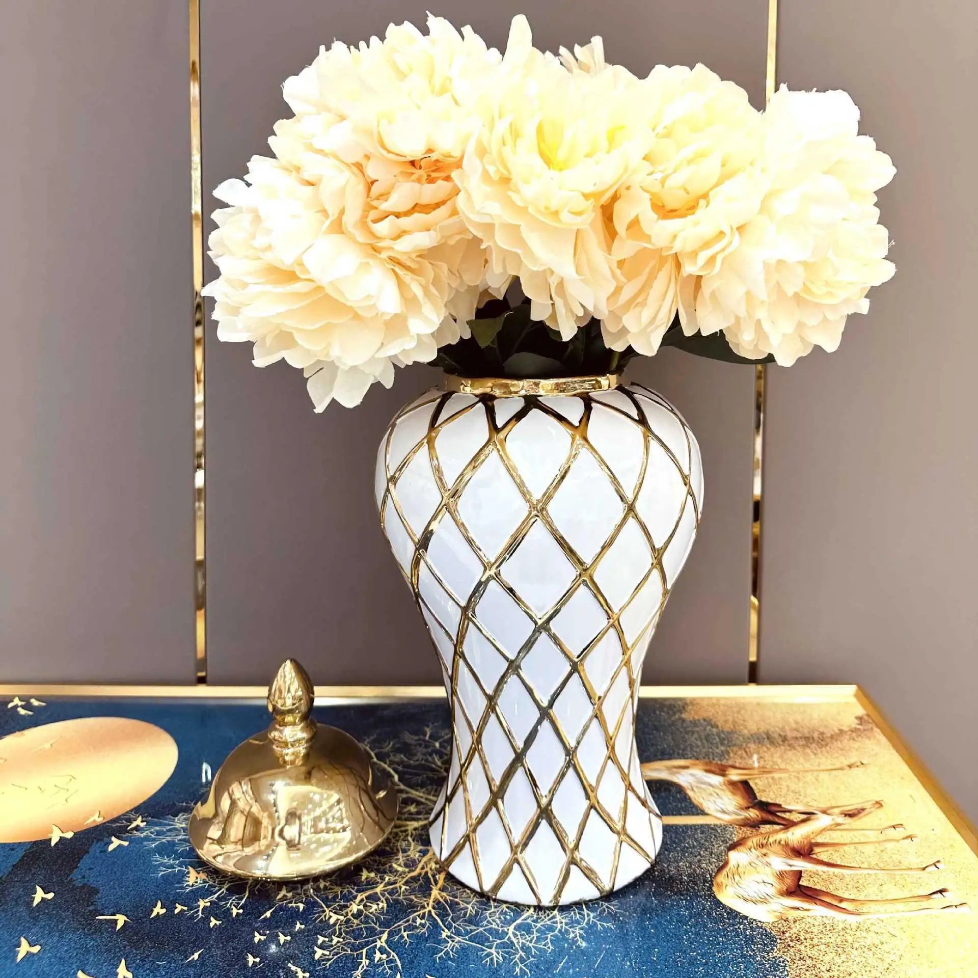 Gold Diamond Porcelain Jar