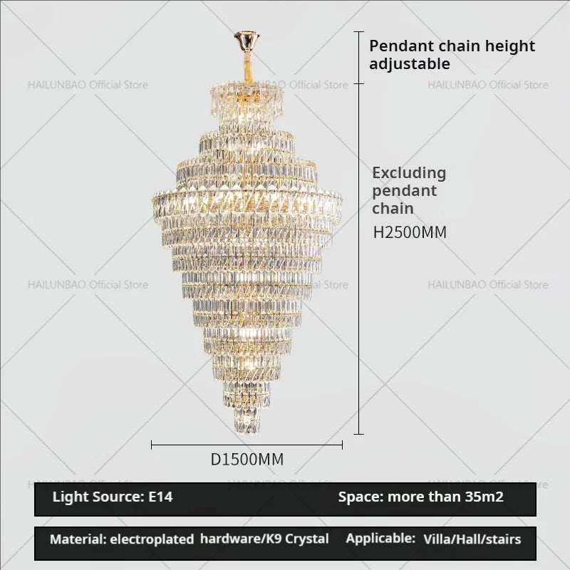 Decorbites™ Kristall-Leuchter: Penthouse-Lichtluxus für Villa-Wohnzimmer, rotierende Treppenhaus-Atmosphäre