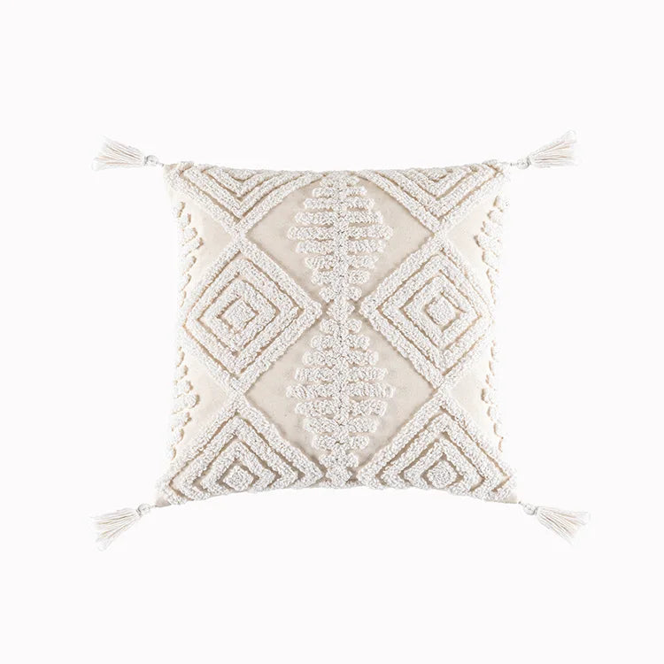 DecorBites™ Geometric Embroidery Cushion Cover with Tassel, Home Decor Pillowcase, Various Sizes