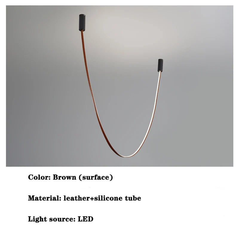 Decorbites™ Leder Leuchtende Linien Kronleuchter | Moderner Minimalistischer Duplex Esszimmer Büro Kunst Luxus Lampe