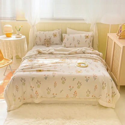 Decorbites™ Gemütliche Milchvelours-Cartoon-Decke für Einzelbett, Studentenwohnheim: Frühling & Herbst Decke