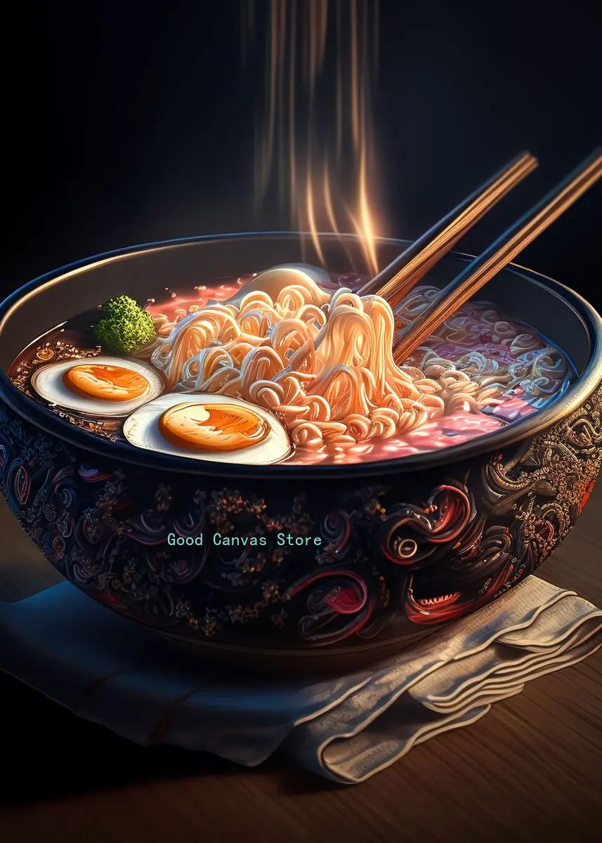 DecorBites™ Japanese Food Neon Posters Canvas Painting for Home Kitchen Decor