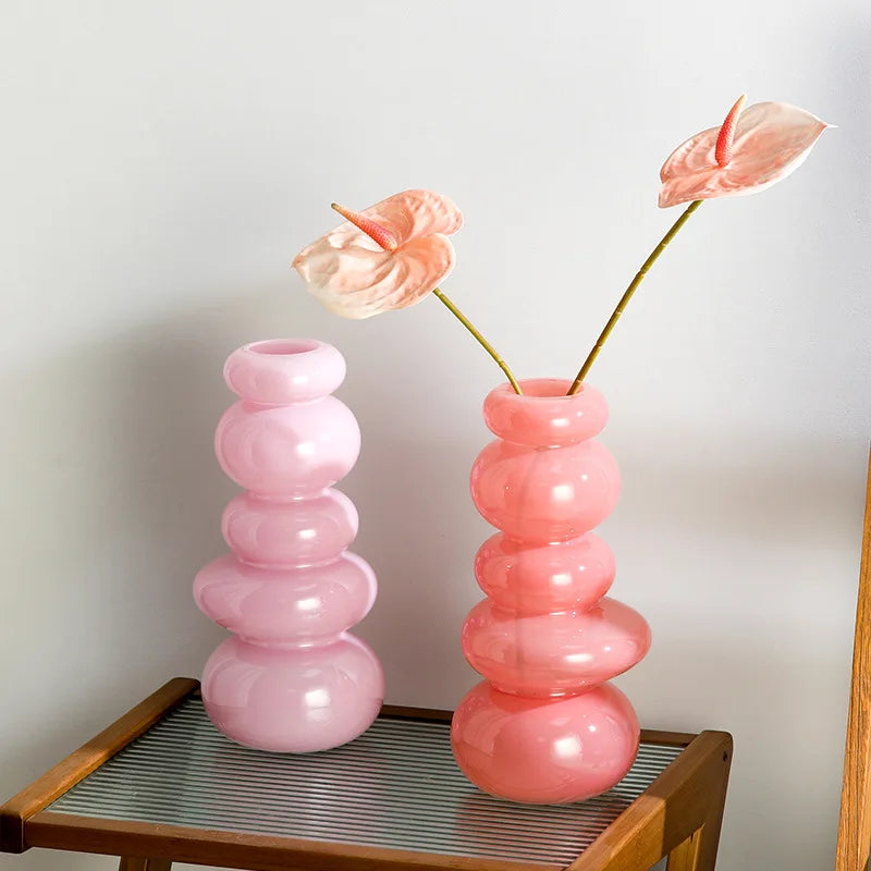 DecorBites™ Geometric Glass Vase Terrarium Pebble Stack Floral Arrangement Home Decor