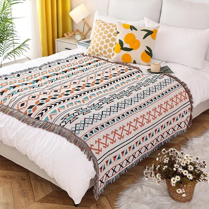 DecorBites™ Double-sided Ethnic Tapestry Sofa Blanket
