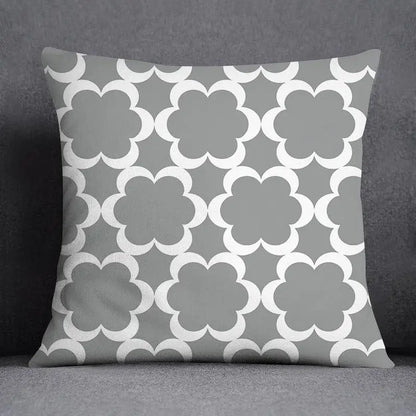 DecorBites™ Geometric Floral Print Lumbar Pillow Case 45X45cm Sofa Cushion Cover