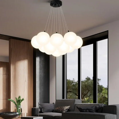 Decorbites™ Glas-Kugel-LED-Hängeleuchte für die Einrichtung des Zuhauses, nordischer Stil Kronleuchter für das Wohnzimmer