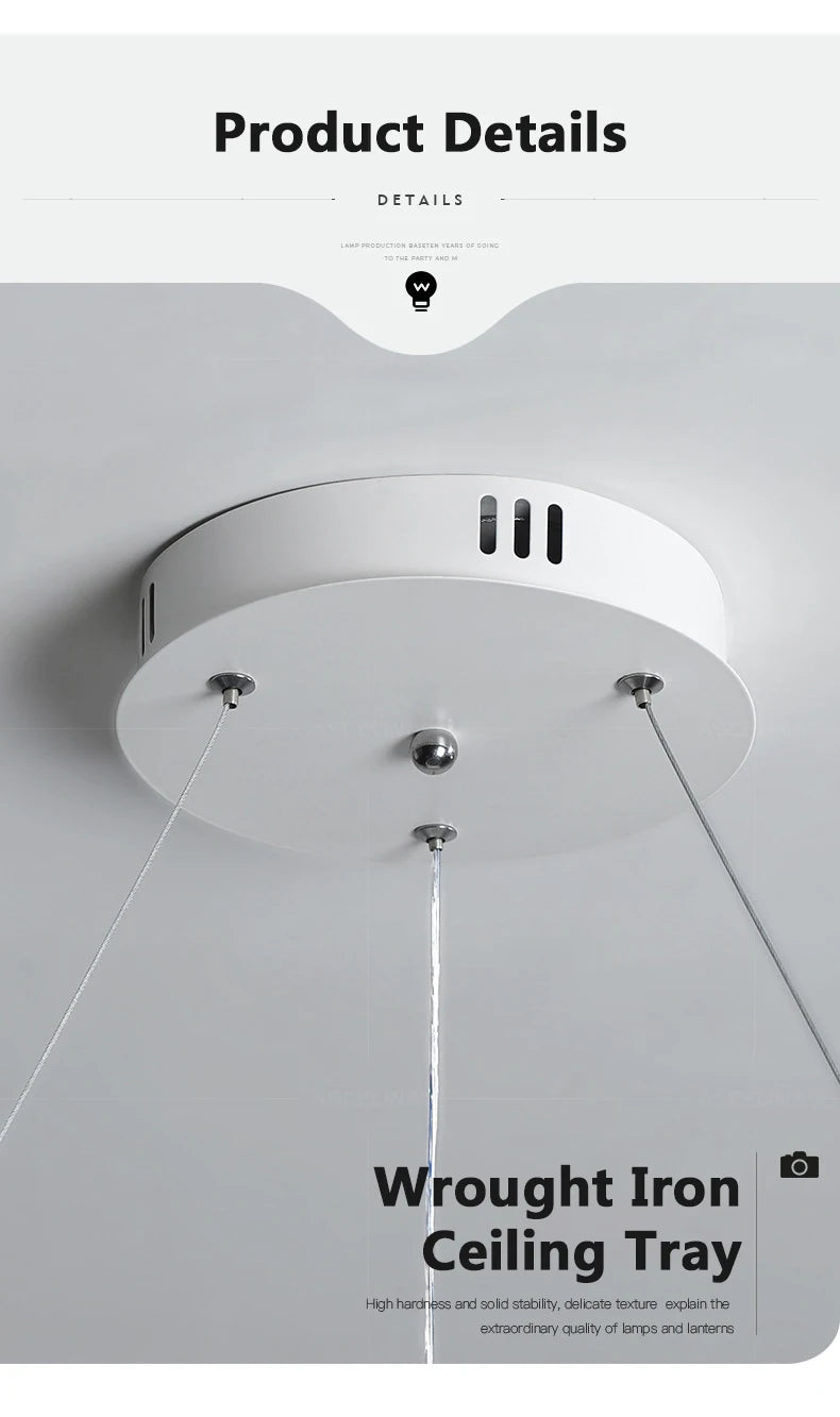 Nordische LED-Hängeleuchte Minimalistisches Doppelring-Design in Schwarz und Weiß Hauptlicht für Wohnzimmer Schlafzimmer Esszimmer Villa