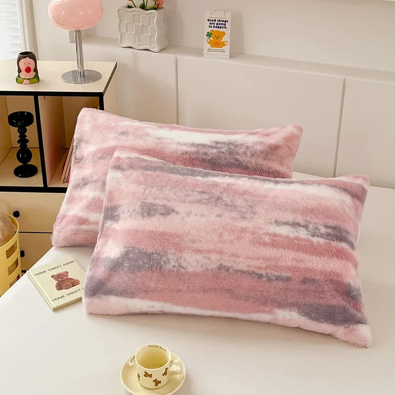 DecorBites™ Cozy Winter Plush Pillowcase: Nordic Printed Milk Velvet Soft Home Decor