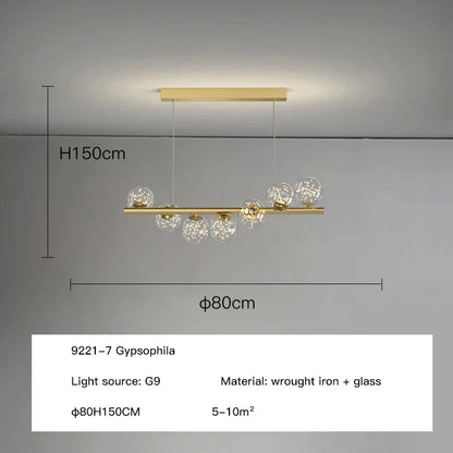 DecorBites™ Glass Ball G9 LED Ceiling Chandelier for Living Dining Kitchen Decor