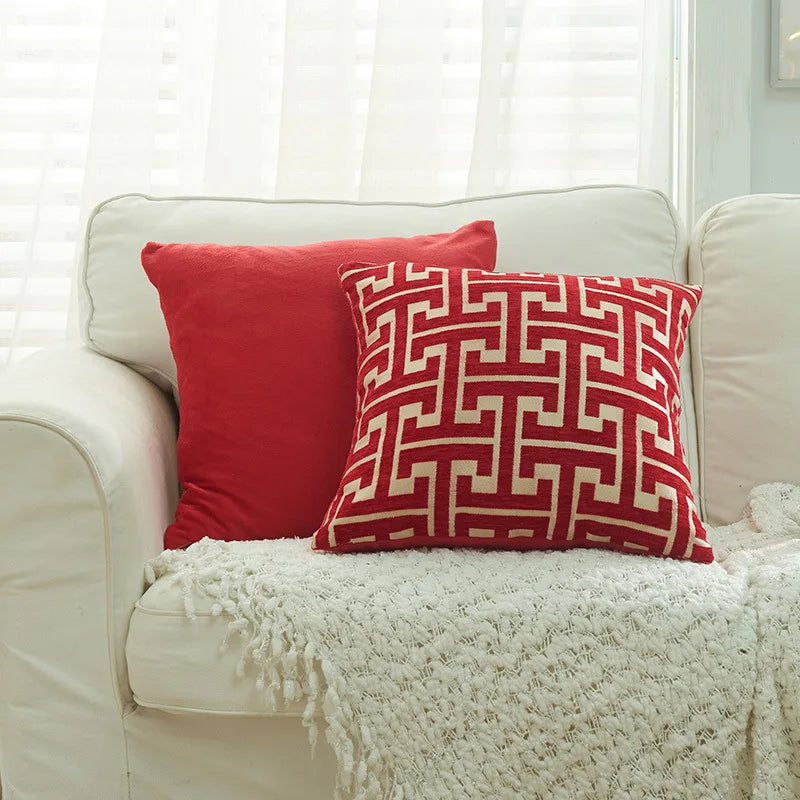 DecorBites™ Geometric Chenille Throw Pillowcase: Hidden Zipper Cushion Cover for Home Decor
