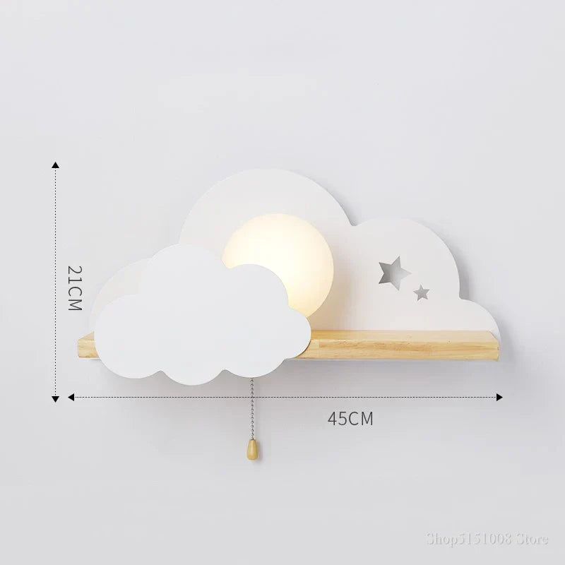 Decorbites™ Wolkenmond-Wandleuchte mit Zugschalter, Cartoon-Stil für moderne Heimdekoration