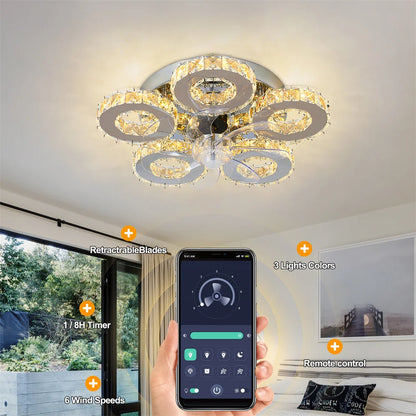 Decorbites™ Crystal-LED-Deckenventilator: Fernbedienbares Kronleuchter für Schlafzimmer & Wohnzimmer