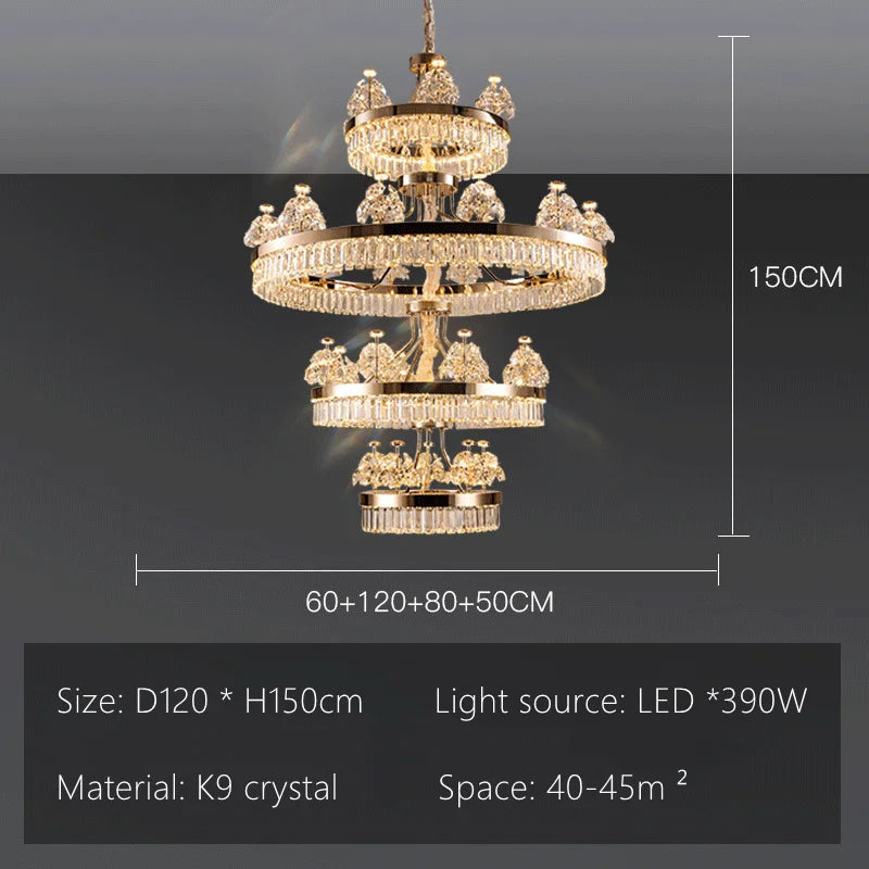 Crystal Ceiling Chandelier D100cm Master Suite