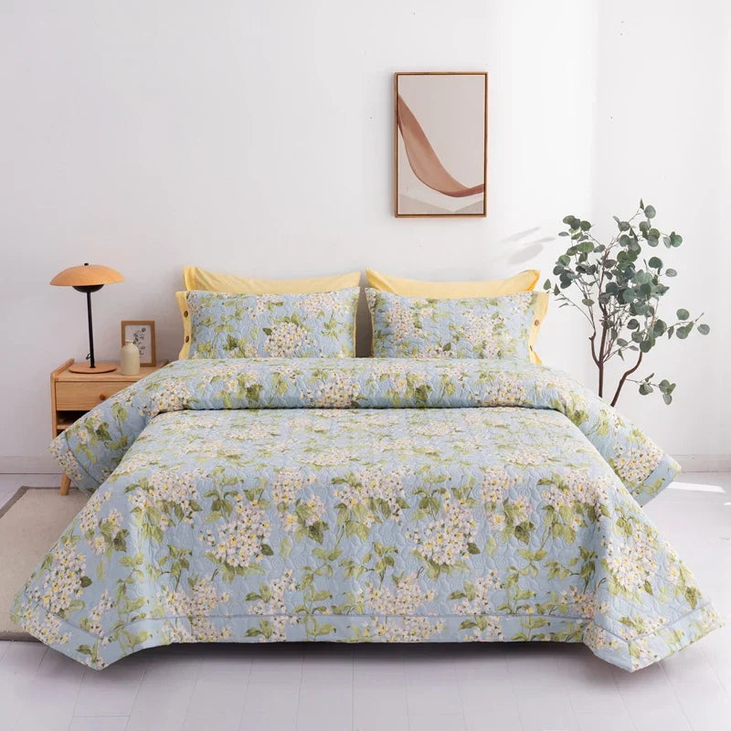 DecorBites™ Cotton Quilted Bedspread Bed Cover Set for Queen King Double Bed