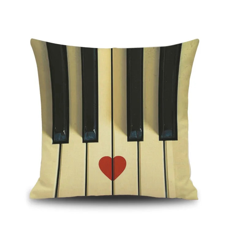 Decorbites™ Notenbrief Piano-Grafik-Druck Leinen-Kissenbezug 45x45cm Wohnzimmer-Dekoration