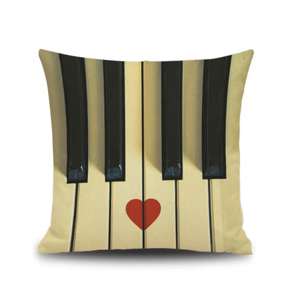 Decorbites™ Notenbrief Piano-Grafik-Druck Leinen-Kissenbezug 45x45cm Wohnzimmer-Dekoration