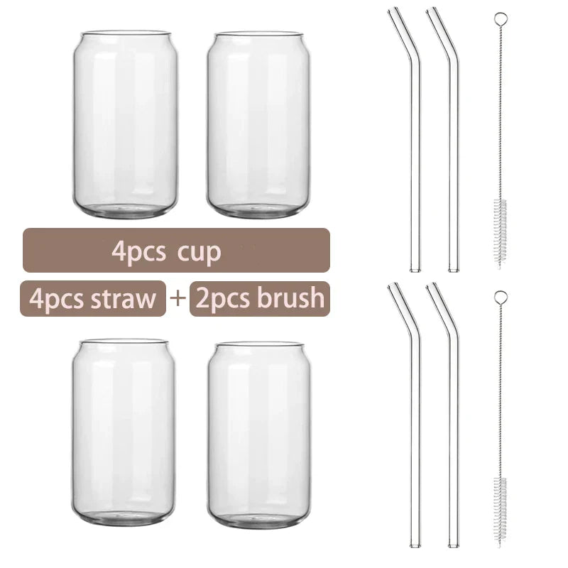Decorbites™ Glasbecher-Set mit Bambusdeckel: Bubble Tea, Kaffee, Wein, Milchtee-Becher.