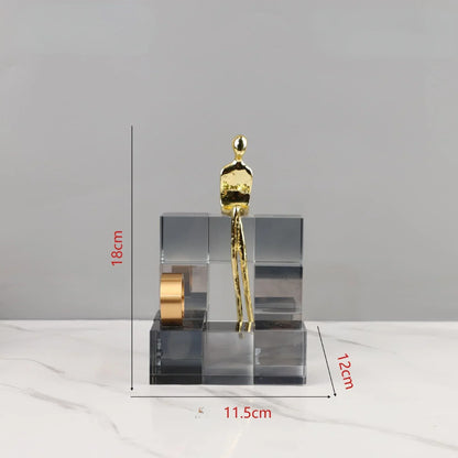 DecorBites™ Geometric Stair Crystal Ornament Metal Gold Sculpture