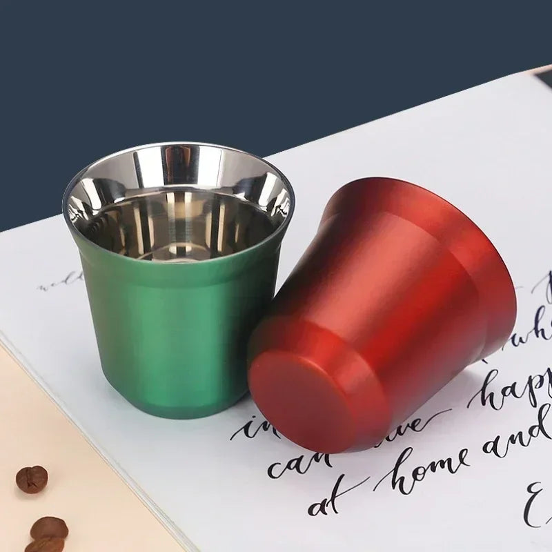 Decorbites™ Doppeltwandige Espresso-Tassen 80 ml - Set aus 2 hitzeisolierten Edelstahlbechern