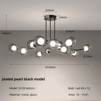 Decorbites™ Glasgloben Schwarz LED Hängelampe Kronleuchter – Nordischer Stil Esszimmer Dekoration