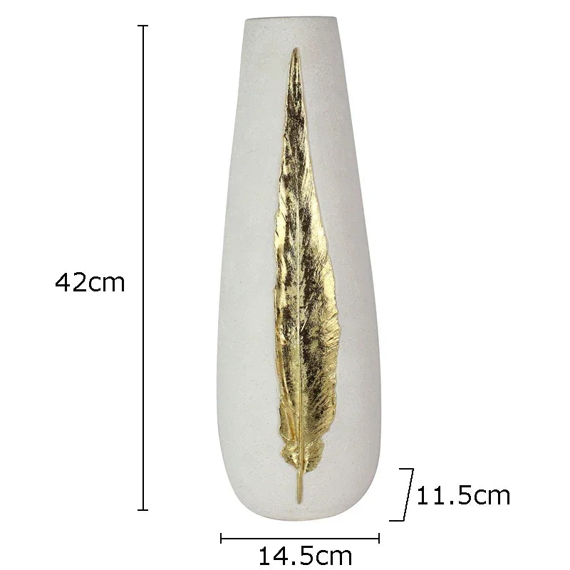 Gold Feather Vase Set
