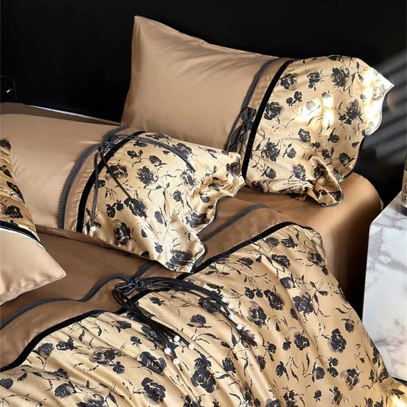Decorbites™ Baumwoll-Patchwork-Bettwäsche-Set King Queen Ru Volle Größe Laken Daunenbezug Kissenbezug Bettwäsche