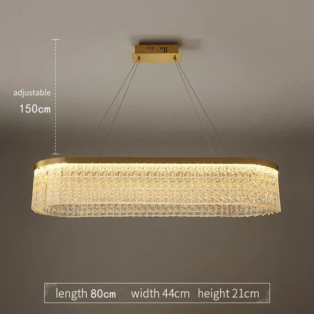 DecorBites™ Crystal Glass Gold Pendant Chandelier for Elegant Kitchen Dining Lighting