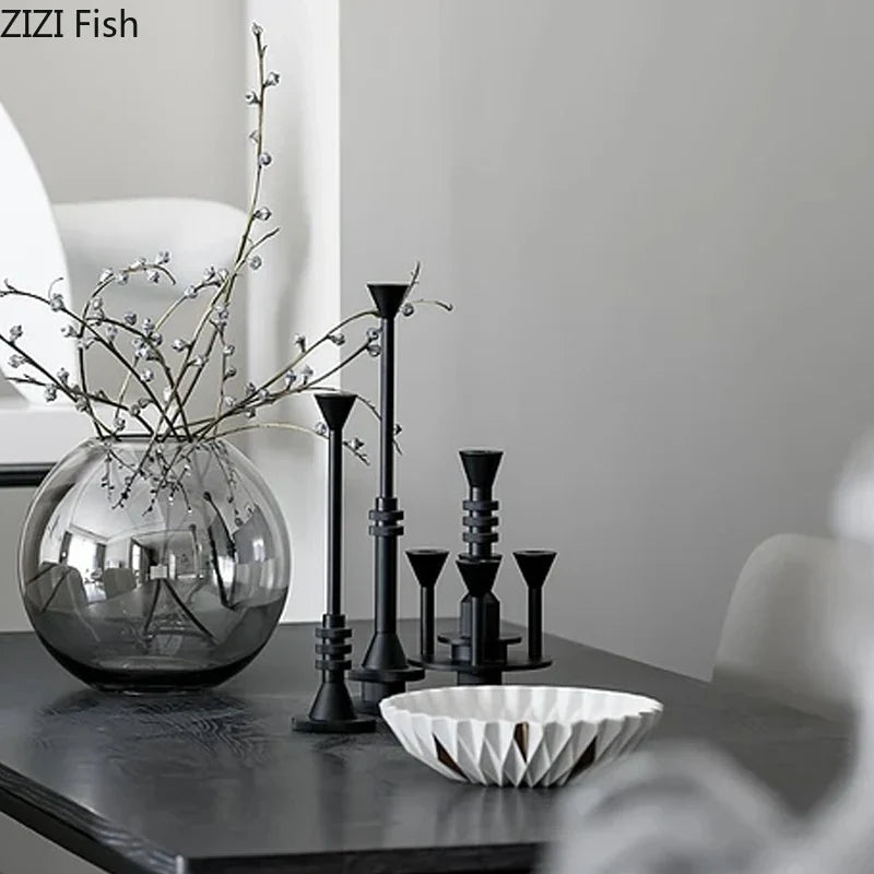 DecorBites™ Frosted Metal Candle Holder for Romantic Dining Table Decor