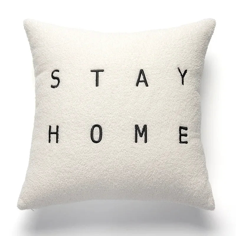 Beige Abstract Wool Pillow