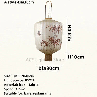 Decorbites™ Bambusblatt-Muster-Laterne Hängelampe – Handgemalte japanische Stil-Raumdekoration