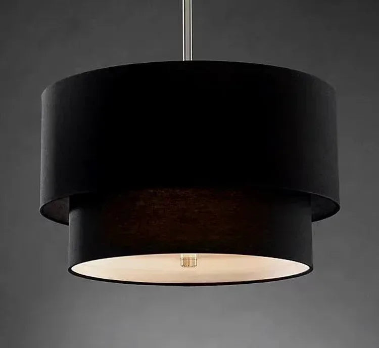 Decorbites™ Doppel-Leinen-Stoff-Hängelampe Trommel-Lampe – Skandinavischer Stil für Esszimmer, Schlafzimmer, Restaurant