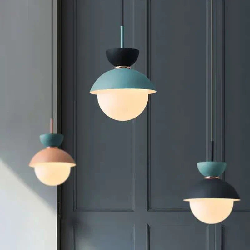 Nordic Glass Globe Pendant Light With Iron Finish