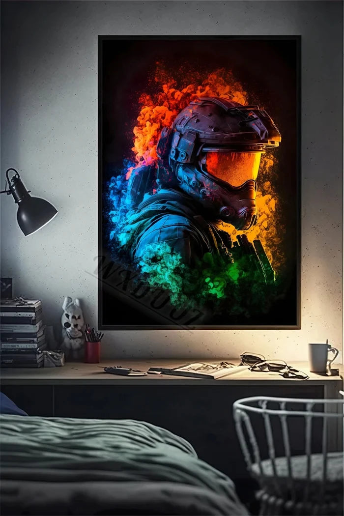 80s Retro Funny Monkey Player Gamepad Picture For Gaming Room Living Canvas Painting Print Wall Art Home Decor Aesthetics Poster