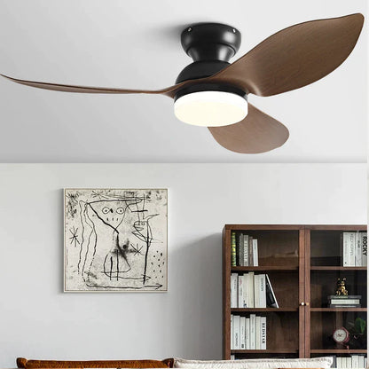 Decorbites™ 48" Schwarzer Deckenventilator mit niedrigem Bodenabstand, modernem Design und LED-Licht