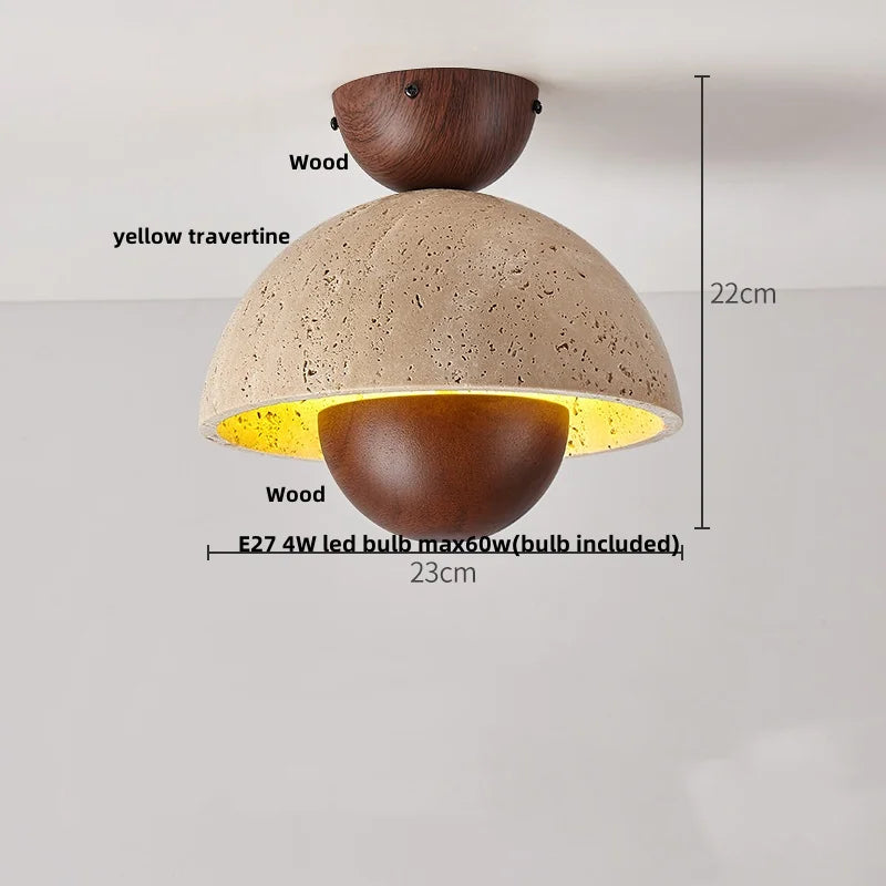 Decorbites™ LED Holz-Deckenleuchte: Natürlicher Gelber Travertin, Modernes Nordisches Design