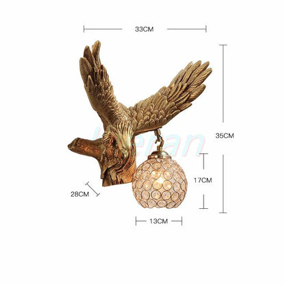 DecorBites™ Crystal Eagle LED Wall Lamp for Bedroom, Study, Living Room, Hotel, Dining Room