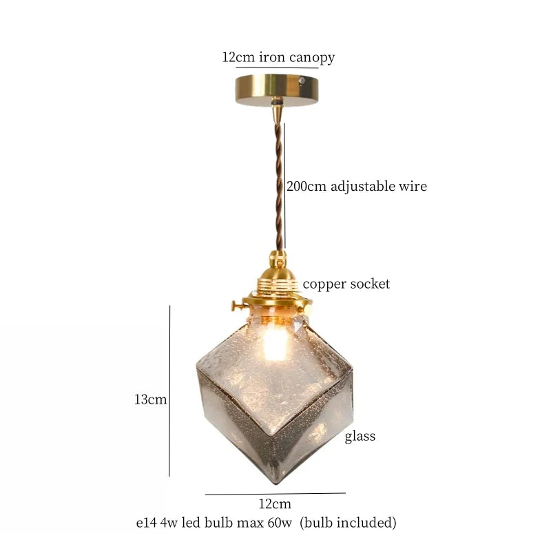 DecorBites™ Clear Glass Copper LED Pendant Lamp for Home Decor & Lighting