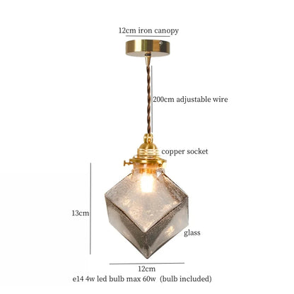 DecorBites™ Clear Glass Copper LED Pendant Lamp for Home Decor & Lighting