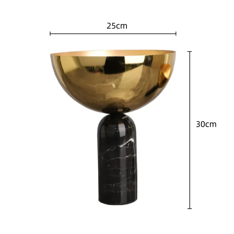 Decorbites™ Goldene Frucht-Schale Metall-Handwerkskunst mit Marmor-Basis Aufbewahrungsbehälter-Tablett
