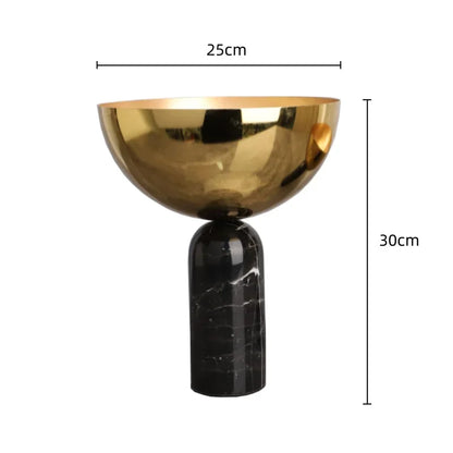 Decorbites™ Goldene Frucht-Schale Metall-Handwerkskunst mit Marmor-Basis Aufbewahrungsbehälter-Tablett