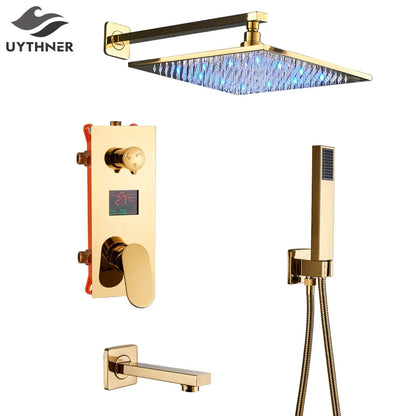 Decorbites™ Gold Digitaldusche-Set mit 3-Funktionen LED-Regendusche