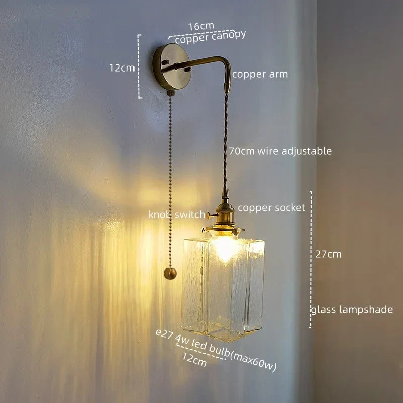 DecorBites™ Glass Copper LED Wall Lamp Modern Corridor Bedside Light