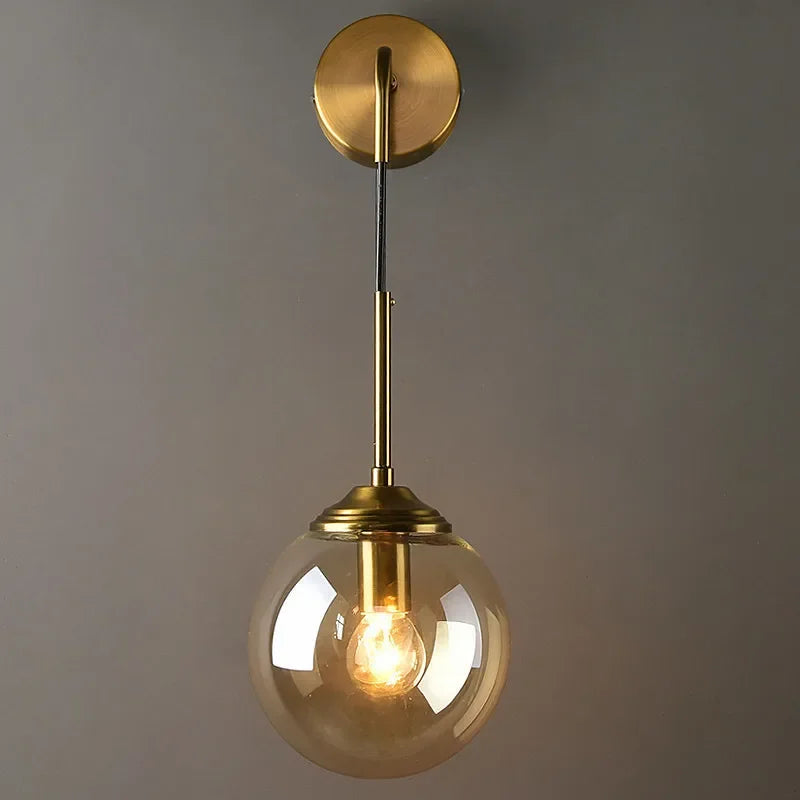DecorBites™ Golden Glass Ball Wall Sconce Light Fixture for Modern Living Room Decor