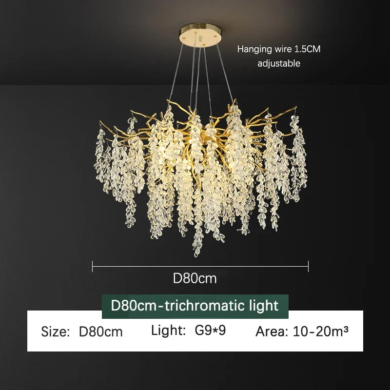 Decorbites™ Goldener Ast-Kristall-Leuchter für luxuriöses europäisches Wohnzimmer