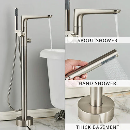 Decorbites™ Zweihandlicher Schwarzer Wasserfall-Badewannenarmatur Bodengestell-Set für das Badezimmer