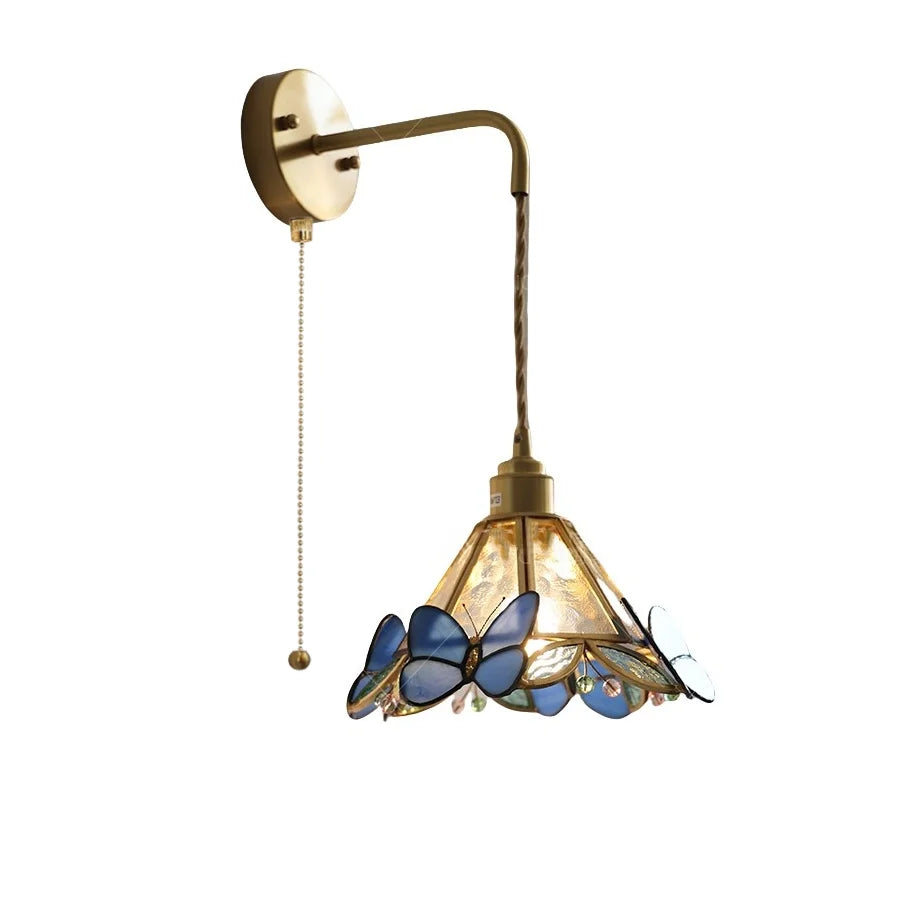 DecorBites™ LED Butterfly Glass Wall Lamp Sconce with Pull Chain Switch