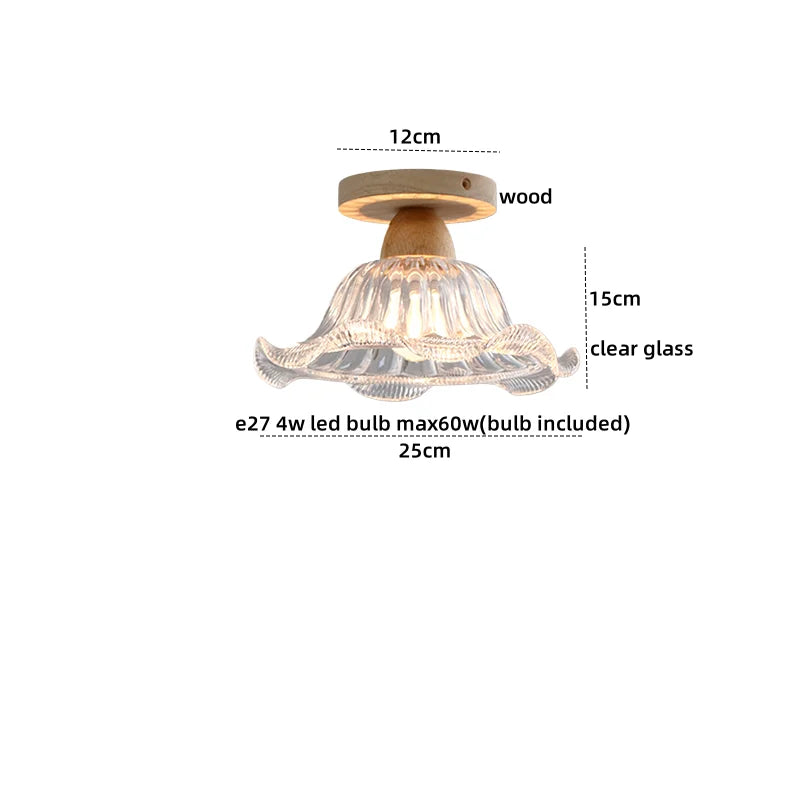 DecorBites™ Crystal Wood LED Ceiling Lamp Clear Glass Modern Indoor Lighting