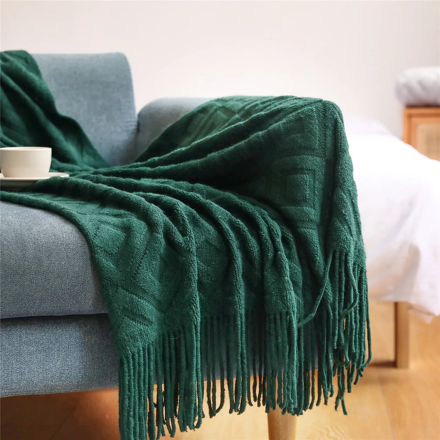 Decorbites™ Gestrickte Nordische Sofadecke - Weiche Wollmischung Bettrandtuch für Hotel-Schlafzimmer-Dekoration