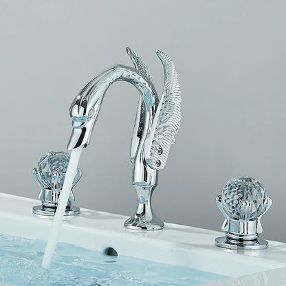 Decorbites™ Goldener Schwan-Kristall-Griff Badezimmer-Wasserhahn – Deckenmontierter Waschbecken-Mischbatterie