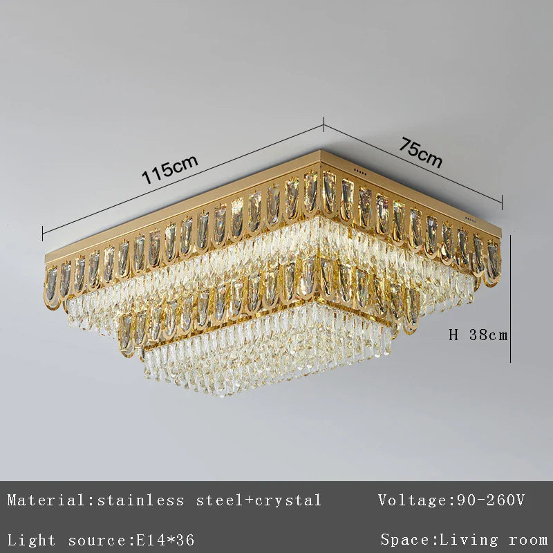 Decorbites™ Gold Kristall-Deckenleuchte: Luxuriöser Vintage-Kronleuchter für das Wohnzimmer